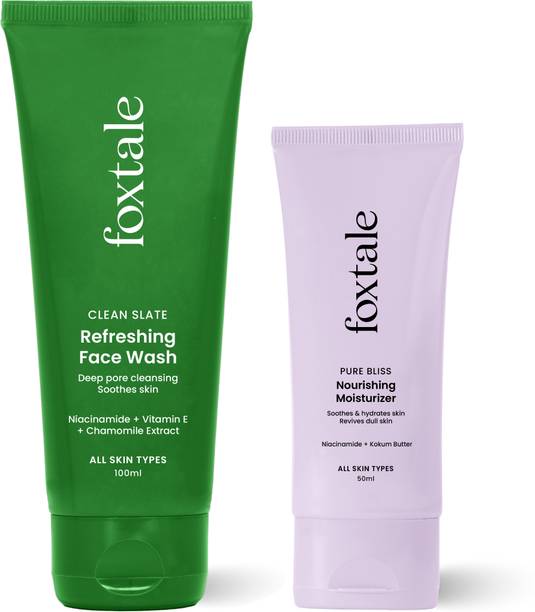 फॉक्सटेल Essentials Combo | Everyday Glow Duo | With Gel Face Wash 100ml + Daily Moisturizer 50ml