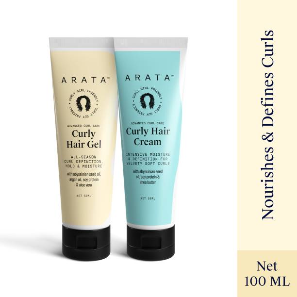 ARATA Curl Care Pro Styling Combo|Hair Gel&Cream|Soft Natural Hold|For Curlies (2 Items in the set)