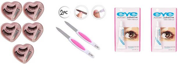 Lusty soul Combo Of 5Pair False Eyelashes With 2pcs Eye Glue & 2 Nail Filler
