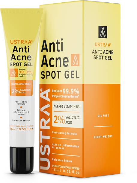 USTRAA Anti-Acne Spot Gel, Reduces 99.9% Pimple causing germs, Dermatologically Tested