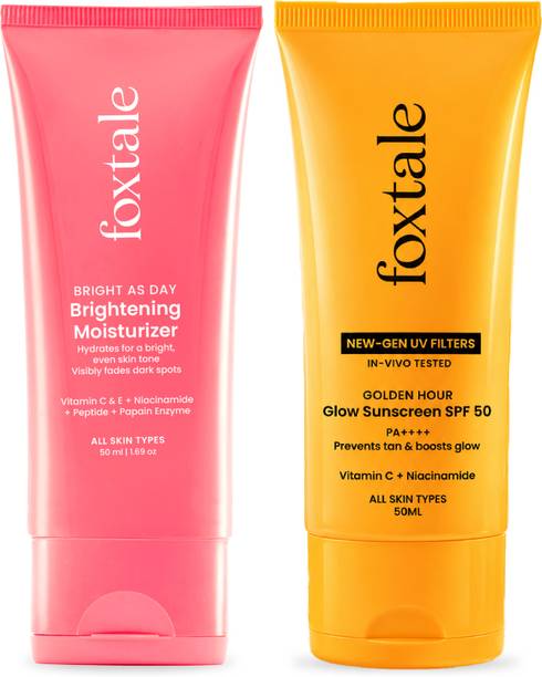 Foxtale Radiant Glow Duo | Brightening Moisturizer 50ml + Glow Sunscreen 50ml for Glow