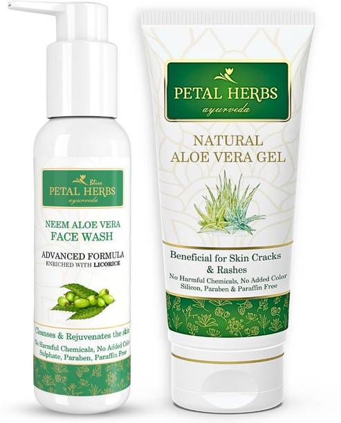 Petal Herbs Ayurveda Neem & Face Wash to rejuvenate and the skin + Natural Gel to prevent pimples and acne