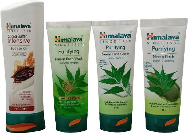 HIMALAYA Cocoa Butter Intensive Body Lotion,Purifying Neem Face Wash,Purifying Neem Scrub, Purifying Neem Pack