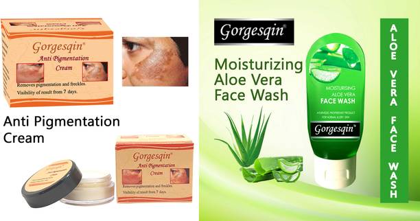 GORGESQIN Anti Pigmentation Cream 10 g & Face Wash Aloe Vera 60 ml