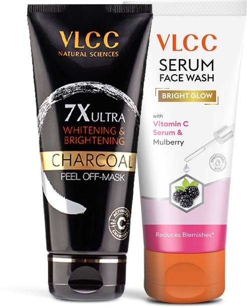 VLCC Vitamin C Serum & Mulberry Face Wash + 7X Charcoal Peel-Off Mask