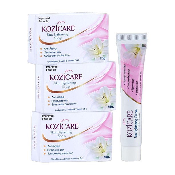 Kozicare Skin Lightening Facial Kit|3 Soap + 1 Cream Pack |For Lightening & Brightening Skin