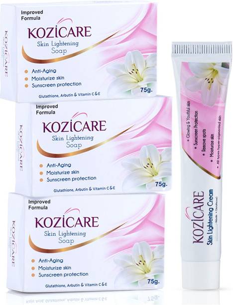 कोजीकारे Skin Lightening Facial Kit|3 Soap + 1 Cream Pack |For Lightening & Brightening Skin