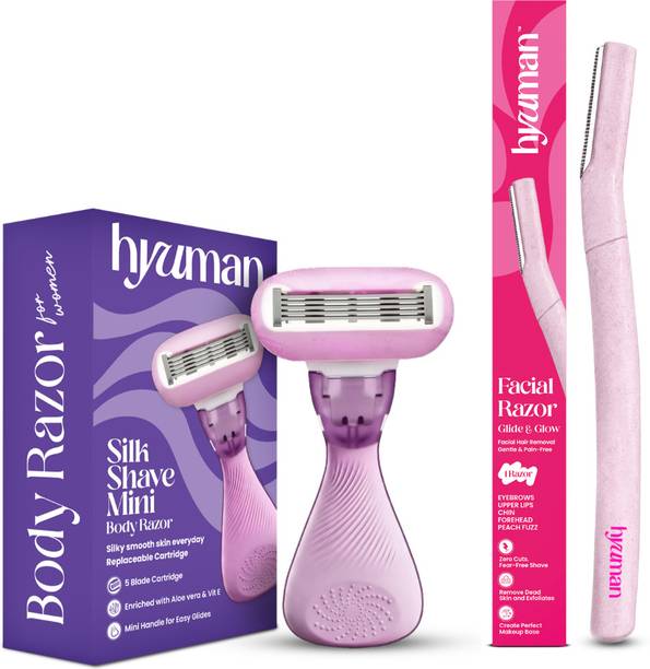 Hyuman Combo of 1 Mini Body Razor & 1 Facial Razor for Shaving ,Painless Hair Removal, Women