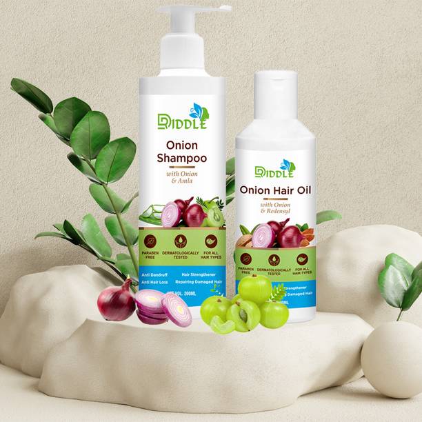 DRIDDLE Anti Hair Fall Spa Range with Onion Hair Oil + Onion shampoo for Hair Fall Control