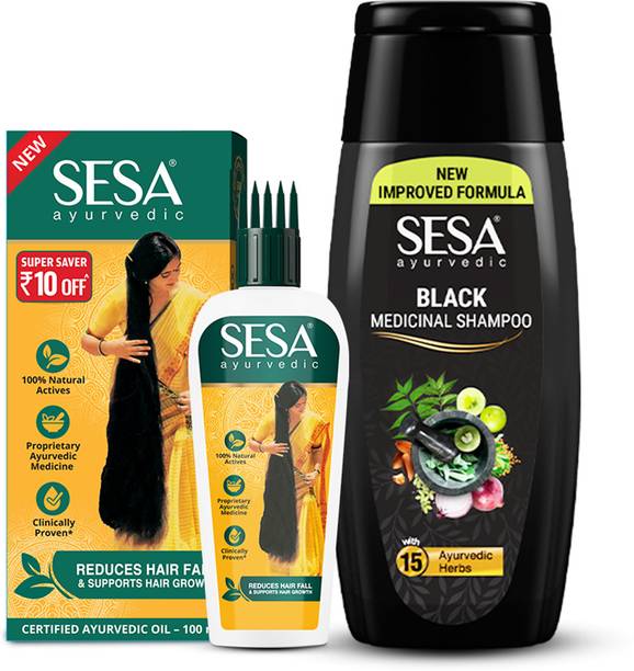SESA Ayurvedic Hair Growth Oil 100ml + Anti Hair-Fall Shampoo 200ml (Combo Pack of 2)