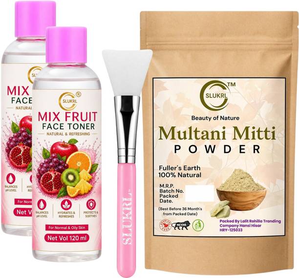 slukrl Organic Powder and Vitamin C Face Toner for Men Women for Glowing Skin