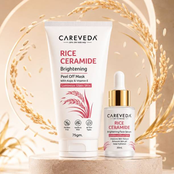 CareVeda Korean Glass Skin 2 Step Skincare Combo | Face Serum & Face Peel off Mask | Rice Ceramide Daily Glow Routine |
