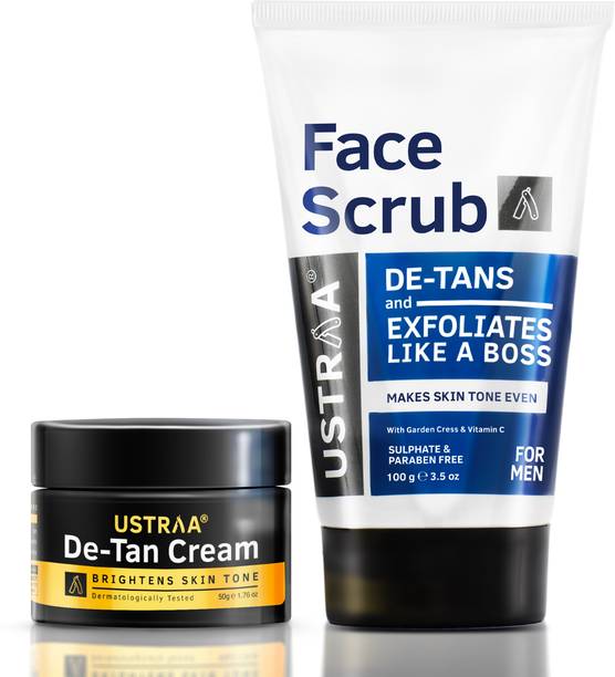 USTRAA Total De-Tan Kit | De-Tan Scrub - 100 g | De-Tan Cream - 50 g