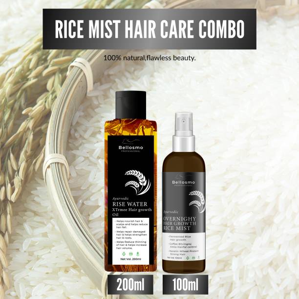 bellosmo PROFESSIONAL Xtreme Hair Growth Combo-Rice Water Hair Mist&Rice Water Xtreme Oil 300ml