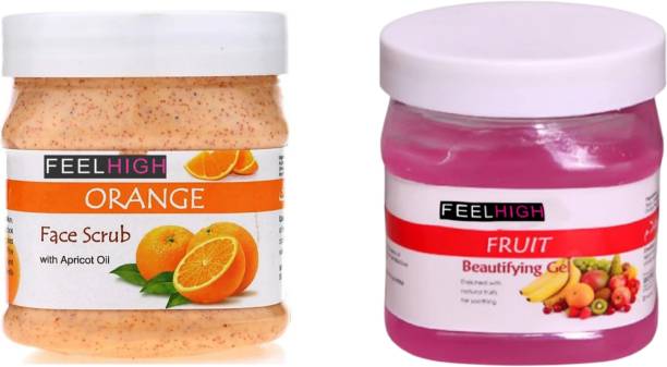 feelhigh Face & Body Orange Scrub 500gm And Fruit Gel 500gm -Skin care Products Price in India