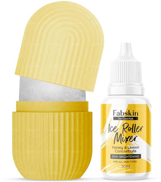Fabskin Ice Roller For Face, Neck and Body | With Lemon & Honey Ice Roller Mixer 30ml