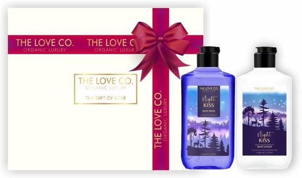 The Love Co. Night Kiss Bath and Body Care Gift Box - Shower Gel, Body Lotion