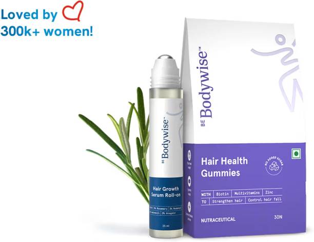 Be Bodywise Hair Growth Pack | Biotin Hair Gummies (30N) & Rosemary Hair Growth Serum Roll On (25ml)