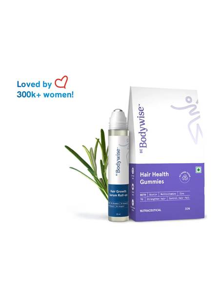 Be Bodywise Hair Growth Pack | Biotin Hair Gummies (30N) & Rosemary Hair Growth Serum Roll On (25ml)