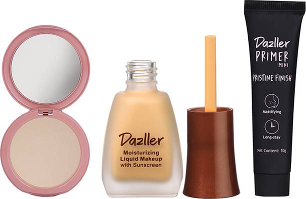 Dazller Face Makeup Essentials - Bamboo - Foundation,12ml + Compact,9g + Primer,10g