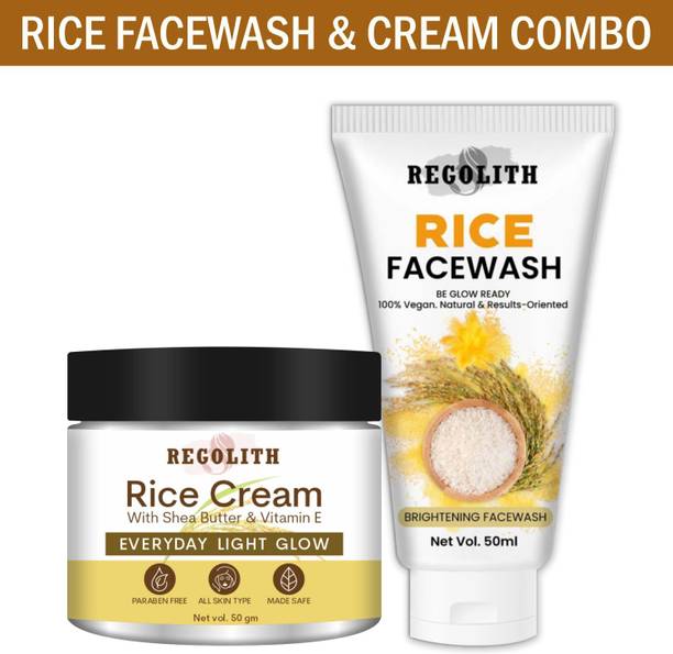 Regolith Radiant Glow Rice Face Wash and Vitamin E Cream Routine Duo