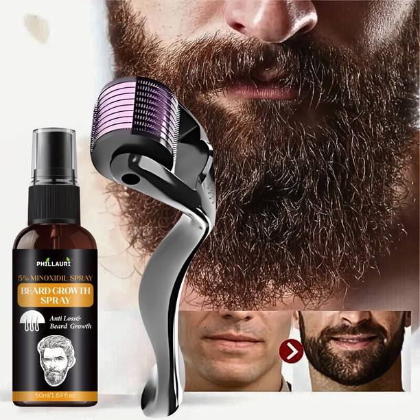 Phillauri Advance Beard Growth Oil Spray for Men & Beard Activator Derma Roller 0.5 mm