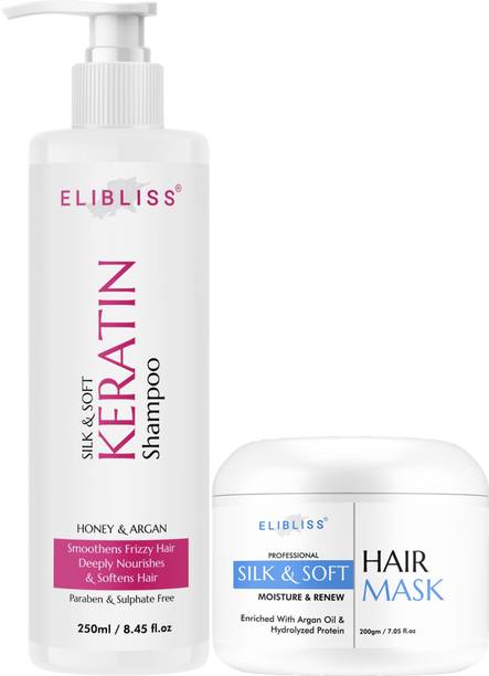 ELIBLISS Keratin Shampoo & Hair Mask Combo for Smooth, Frizz-Free & Soft Hair Care