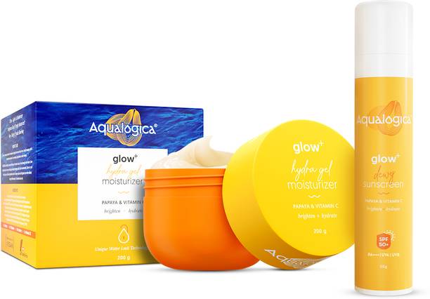 Aqualogica Hydra Glow Duo - Glow+ Dewy Sunscreen (50g) & Glow+ Hydra Gel Moisturizer (200g)