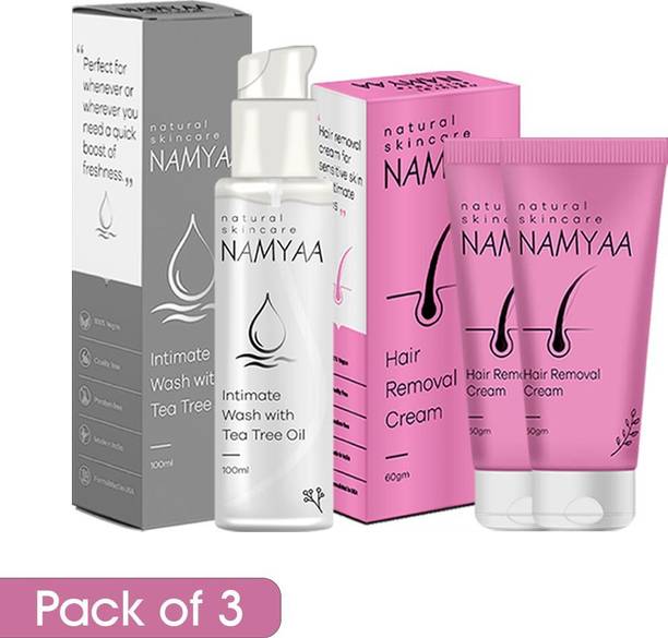 Namyaa Intimate Hygiene Combo - Tea Tree Hygiene Wash 100ml & Hair Removing Cream 120gm