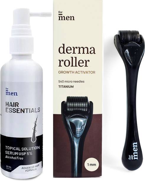 Formen Hair Serum with Derma Roller 1mm | 540 Titanium Needles For Men | Reduce Hair Fall & Promote Hair Growth