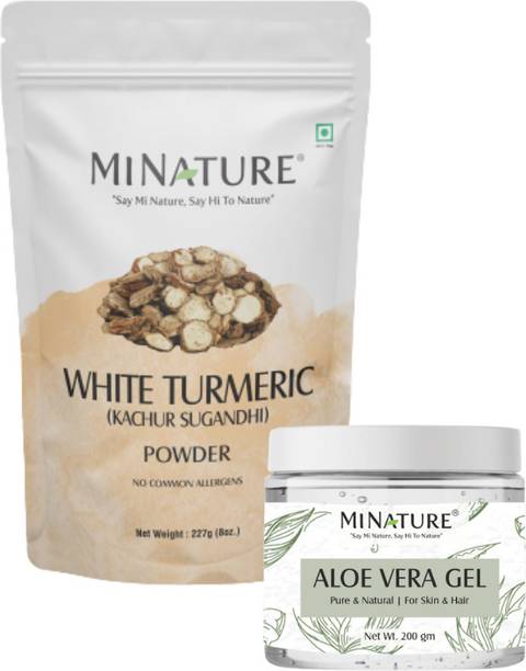 mi nature Combo of White Turmeric Powder and Aloe Vera Gel|For Heathy Skin and Hair