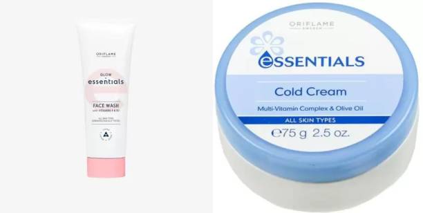 Oriflame Glow Essentials pack of 2 Face Wash(250 ml)+COLD CREAM PACK OF -1 (75 g)