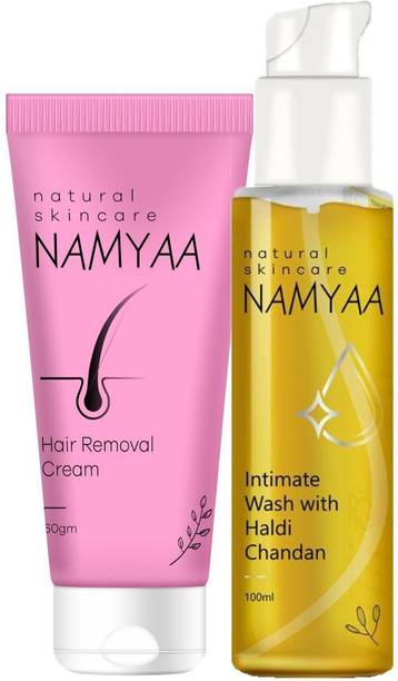 Namyaa Intimate Hygiene Care Set-Hair Removing Cream 60gm & Haldi Chandan Hygiene Wash 100ml