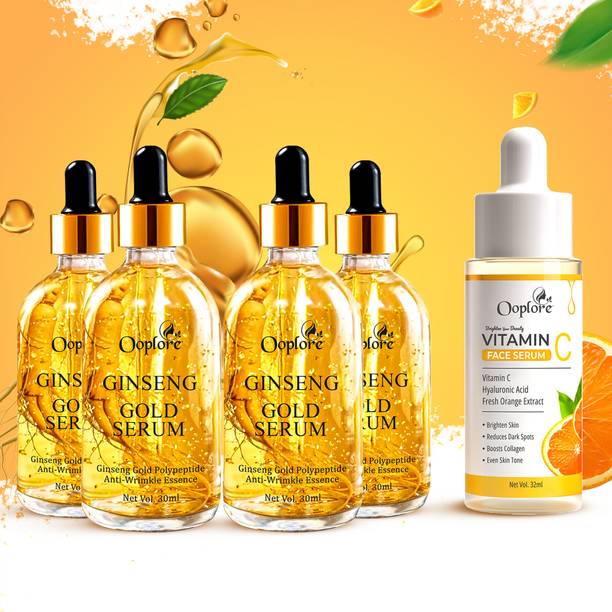 Ooplore "Combo Kit- Vitamin C serum32ml and Ginseng Face Serum30ml For Fights Anti-Wrinkle |Dark Spot Treatment | (158ML)"