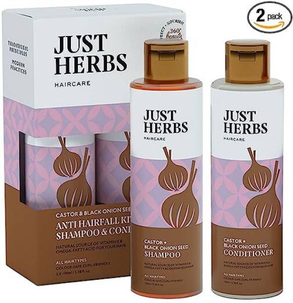 Just Herbs Anti Hairfall Control Kit Shampoo,Conditioner With Castor & Black Onion Seed
