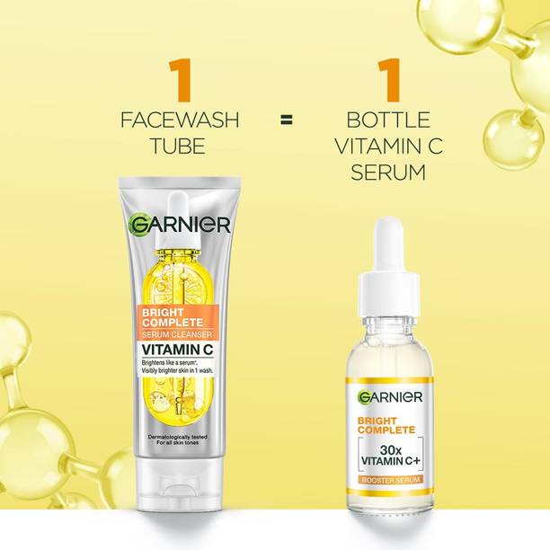 Garnier Men Vitamin C Serum 15ml + Foaming Cleanser 100ml for Glowing Skin & Spot Fix
