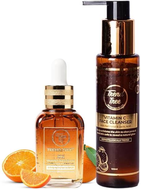 TRENDTREE Vitamin C Foaming Face Wash (100ml) & Vitamin C Serum (30ml) Combo|Men & Women | All Skin Types