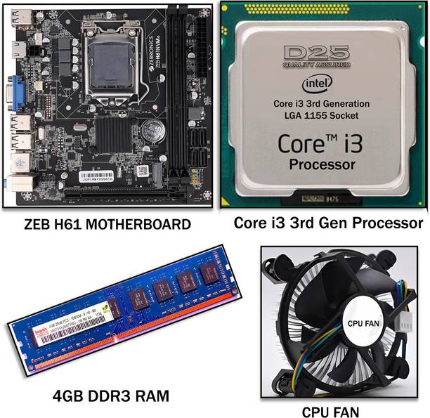 D25 Pre-Installed H61 Motherboard Kit with i3 3rd Gen P...