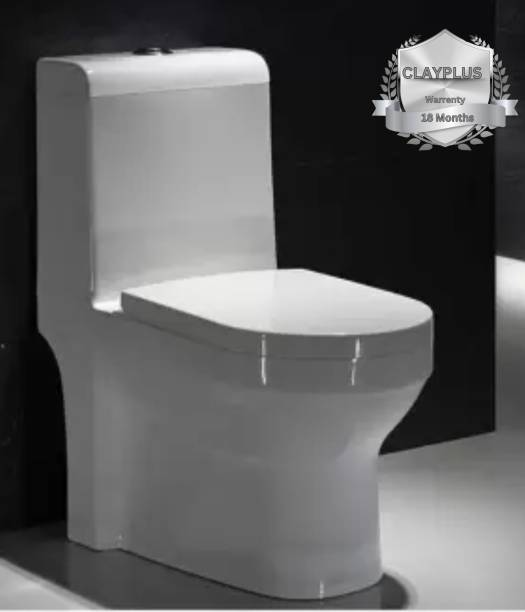 clayplus Ceramic Western Toilet/Water Closet/Commode With Soft Close Toilet Seat Premium Grade Ceramic's One Piece Western Toilet Commode Western Commode