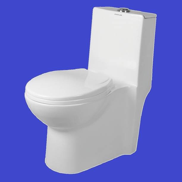 Vardhman Ceramics One Piece Western Toilet EWC Syphonic Tornado Flushing S Trap 12 Inch Western Commode