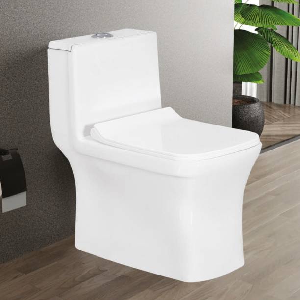 Sesto ORCHARD Ceramic One Piece Commode with All Accessories Included, Premium Quality 404 Western Commode