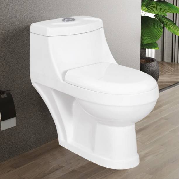 Sesto LEKME Ceramic One Piece Commode with All Accessories Included (Premium Quality) 405 Western Commode