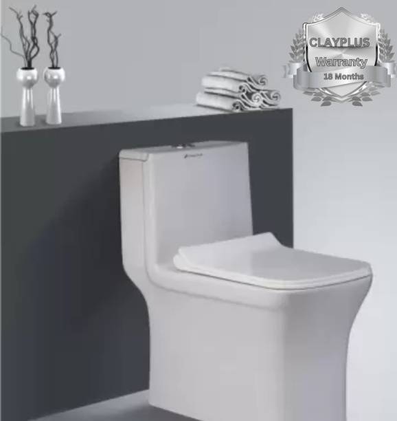 clayplus Platinum Ceramic Western Toilet/Water Closet/Commode With Soft Close Toilet Seat PREMIUM GRADE CERAMIC FLOOR MOUNT ONE PIECE / WATER CLOSET Western Commode