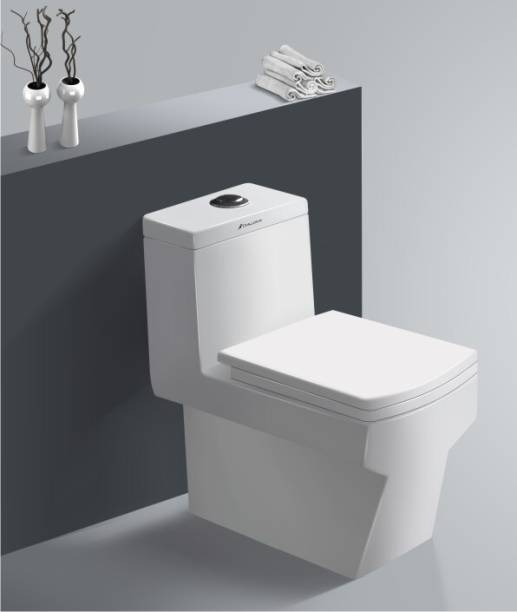 clayplus Ceramic Western Toilet/Water Closet/Commode With Soft Close Toilet Seat Premium Grade Ceramic's One-Piece Western Commode Western Commode