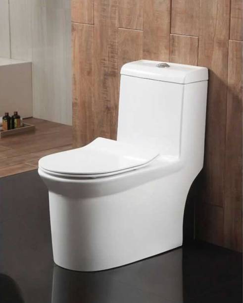clayplus NEW-P TRAP CERAMIC FLOOR MOUNT ONE PIECE WESTERN TOILET COMMODE WITH SEAT COVER Western Commode