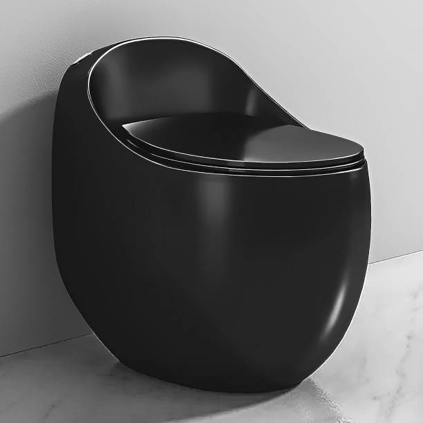 Impulse by Plantex Ceramic Rimless One Piece Western Toilet/Commode &amp; Soft Close Toilet Seat-S Trap (APS-3002, Black) Western Commode
