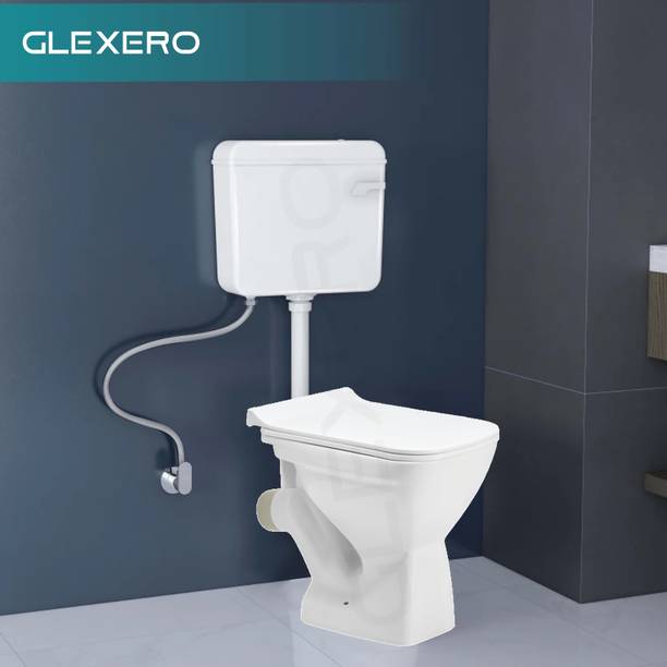 Glexero Luxurious Super Shiny Ceramic Toilet Seat Floor Mounted P Trap Commode Western Commode