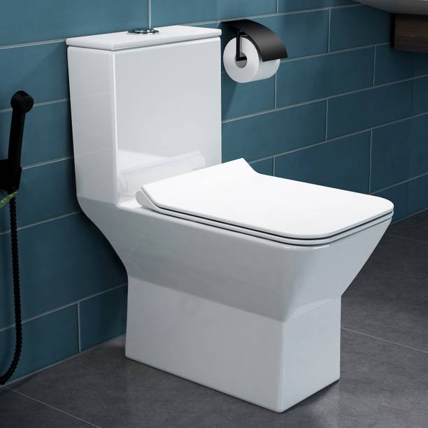 Plantex Ceramic Rimless Western Toilet/Water Closet/Commode With Seat-S Trap Outlet (APS-748) Western Commode