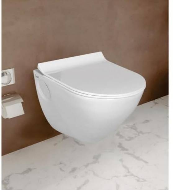Joyo Cera Ceramic Wall Mounted European Water Closet P Trap/ One Piece Western Toilet Commode with Soft Close Seat Outlet is from Wall Western Commode