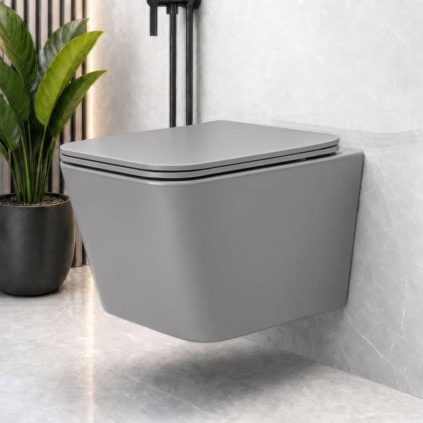Plantex Ceramic Wall Hung Commode Toilet/Rimless Western Toilet/Washdown Commode with Soft Closing Toilet Seat - P Trap (Square - APS-3045) Western Co
